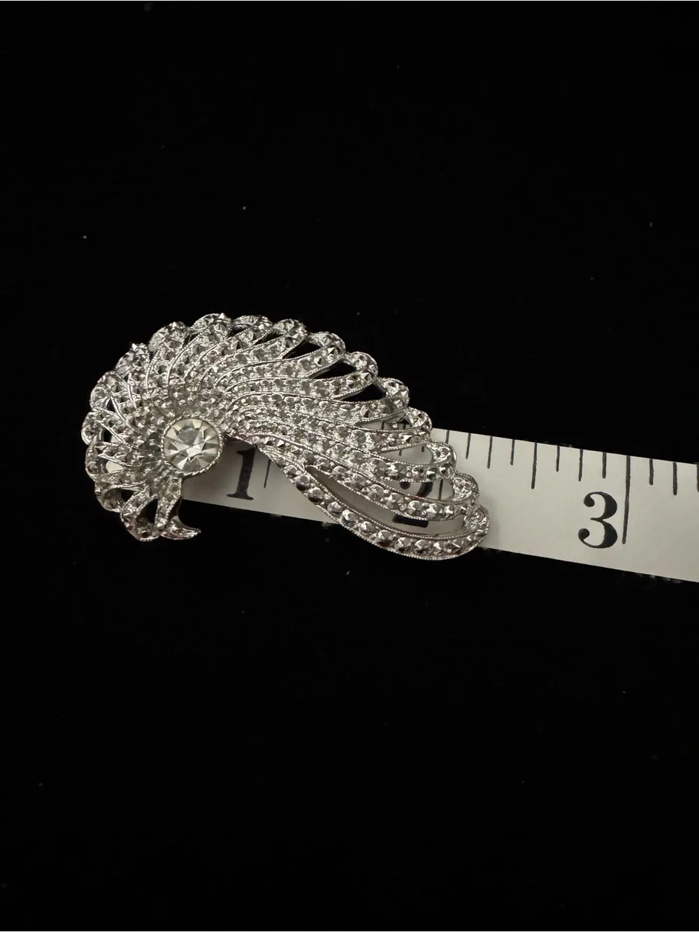 Vintage Sarah Coventry EveningSplendor Silver Tone Fan-Shaped Brooch